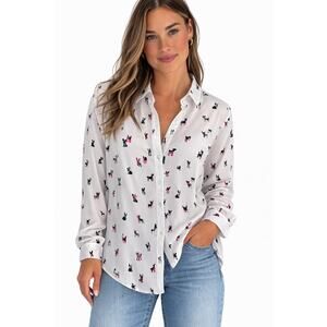 Button down with Boston Terrier Frenchie M New Preppy Classic Cleangirl Office
